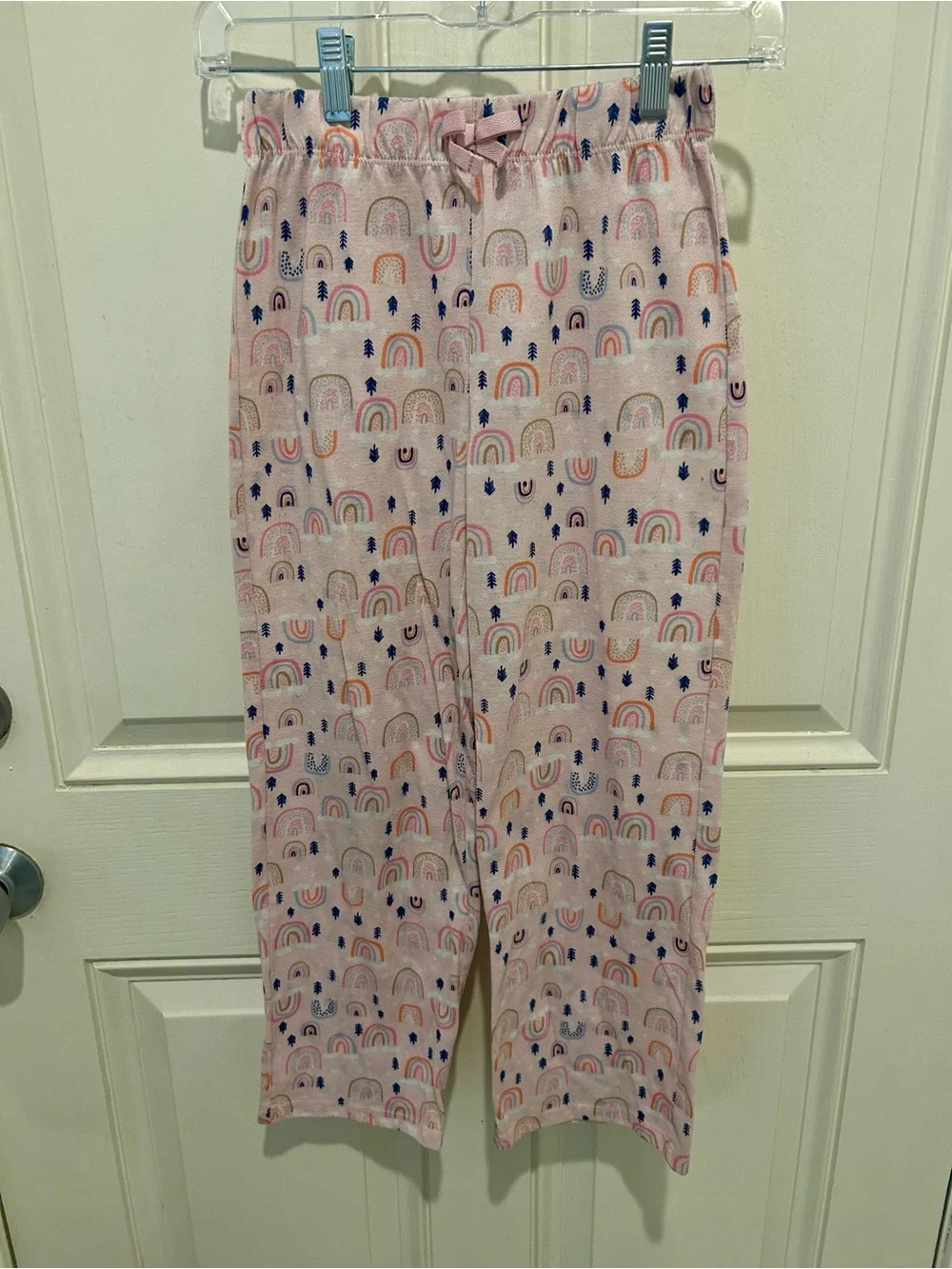 Eddie Bauer Light Pink Rainbow Print Pajama Bottoms with Navy Accents